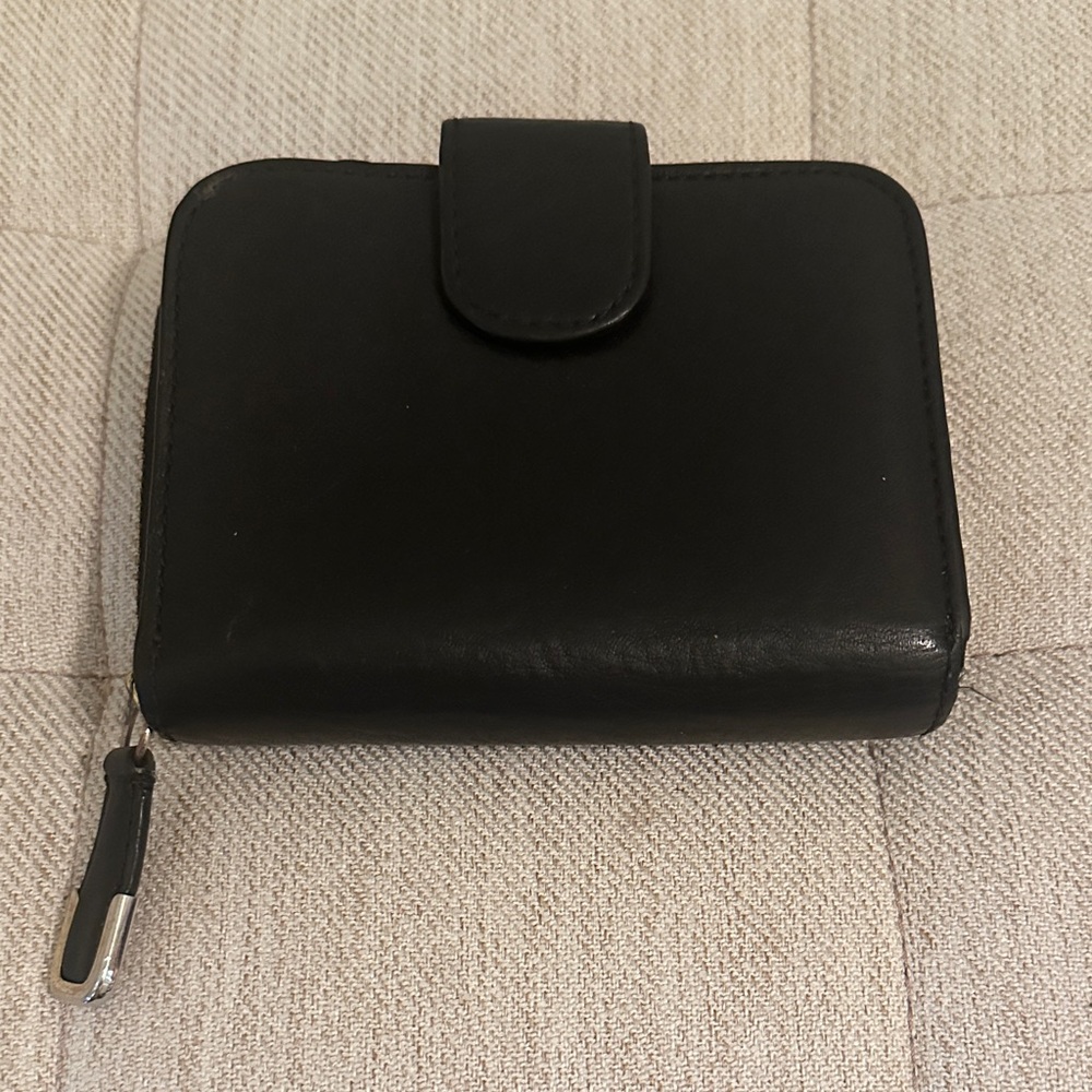 Coach Black Pebbled Leather Slim Envelope Wallet Silver Logo - Picture 5 of 8
